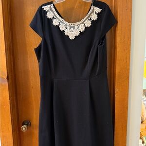 Chic Black Midi Dress with White Floral Accents